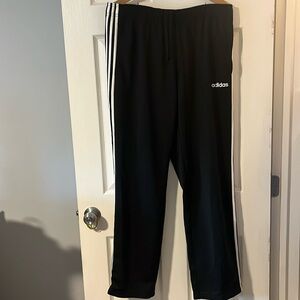 Unisex pull on black Adidas striped pants
